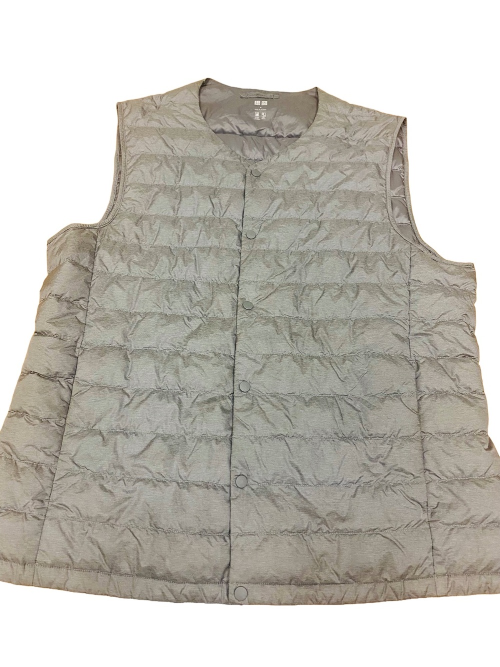 Uniqlo Vest Womens M Gray Lightweight Down Filled Quilted Puffer Minimalist